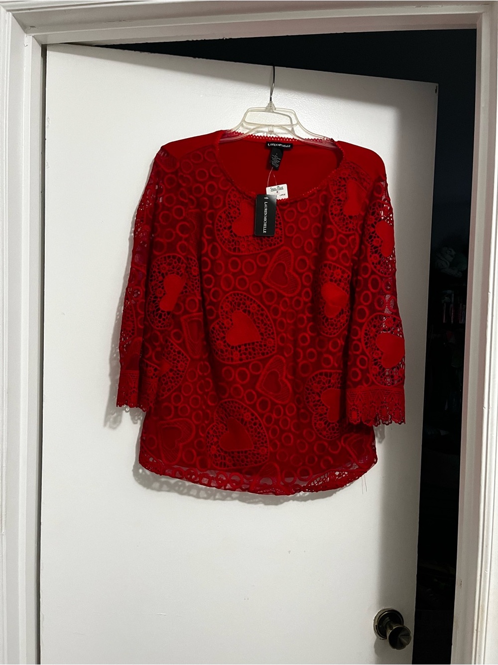 Lace Heart Pattern Red Blouse Brand new With Tags